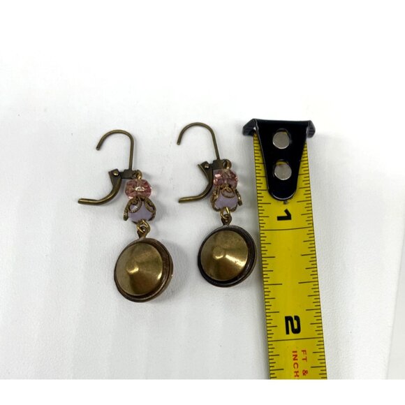 Grandmothers Buttons Rivoli Necklace & Earrings Set Gold-Tone & Pink & Iridescen - Picture 6 of 8